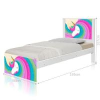 Cama Solteiro Hop Barcelona Unicórnio Arco íris Com Colchão - 3