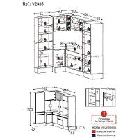 Armário De Cozinha Completa De Canto Com Rodapé Veneza Multimóveis V2085 Branco/dourado Branco/dourado