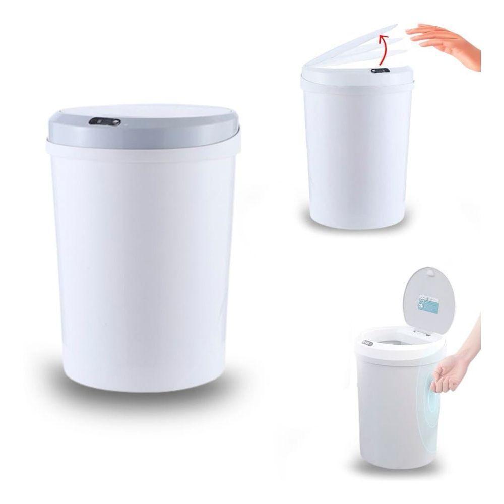 Lixeira Inteligente Automática Redonda 12 Litros Com Sensor - Branca - 2