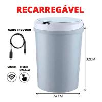 Lixeira Inteligente Automática Redonda 12 Litros Com Sensor - Branca - 6