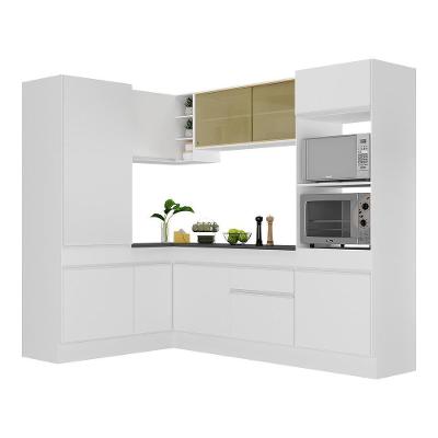 Armário de Cozinha Completa de Canto Veneza 10 Portas 1 Gaveta MDF 234cm Preto