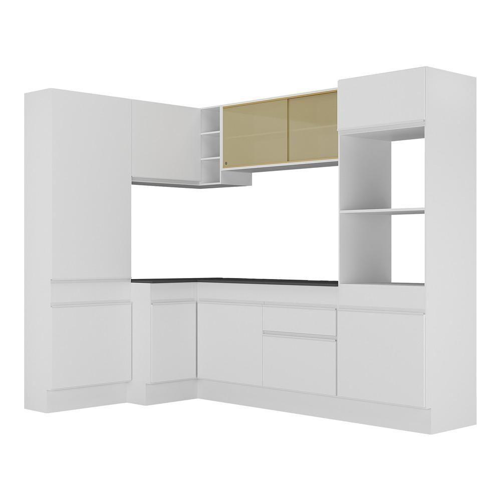 Armário De Cozinha Completa De Canto Com Rodapé Veneza Multimóveis V2085 Branco Branco - 2