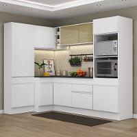 Armário De Cozinha Completa De Canto Com Rodapé Veneza Multimóveis V2085 Branco Branco - 6