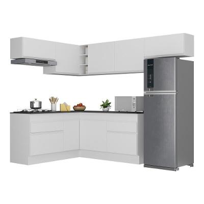 Armário de Cozinha Completa de Canto V2104 9 Portas 2 Gavetas MDF 160cm Preto