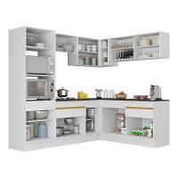 Armário De Cozinha Completa De Canto Com Rodapé Veneza Multimóveis V2099 Branco/dourado Branco/dourado - 3