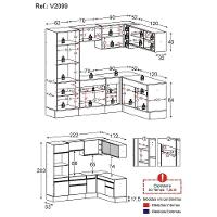 Armário De Cozinha Completa De Canto Com Rodapé Veneza Multimóveis V2099 Branco/dourado Branco/dourado