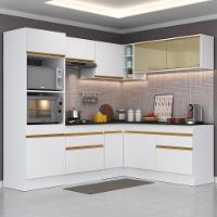 Armário De Cozinha Completa De Canto Com Rodapé Veneza Multimóveis V2099 Branco/dourado Branco/dourado - 6