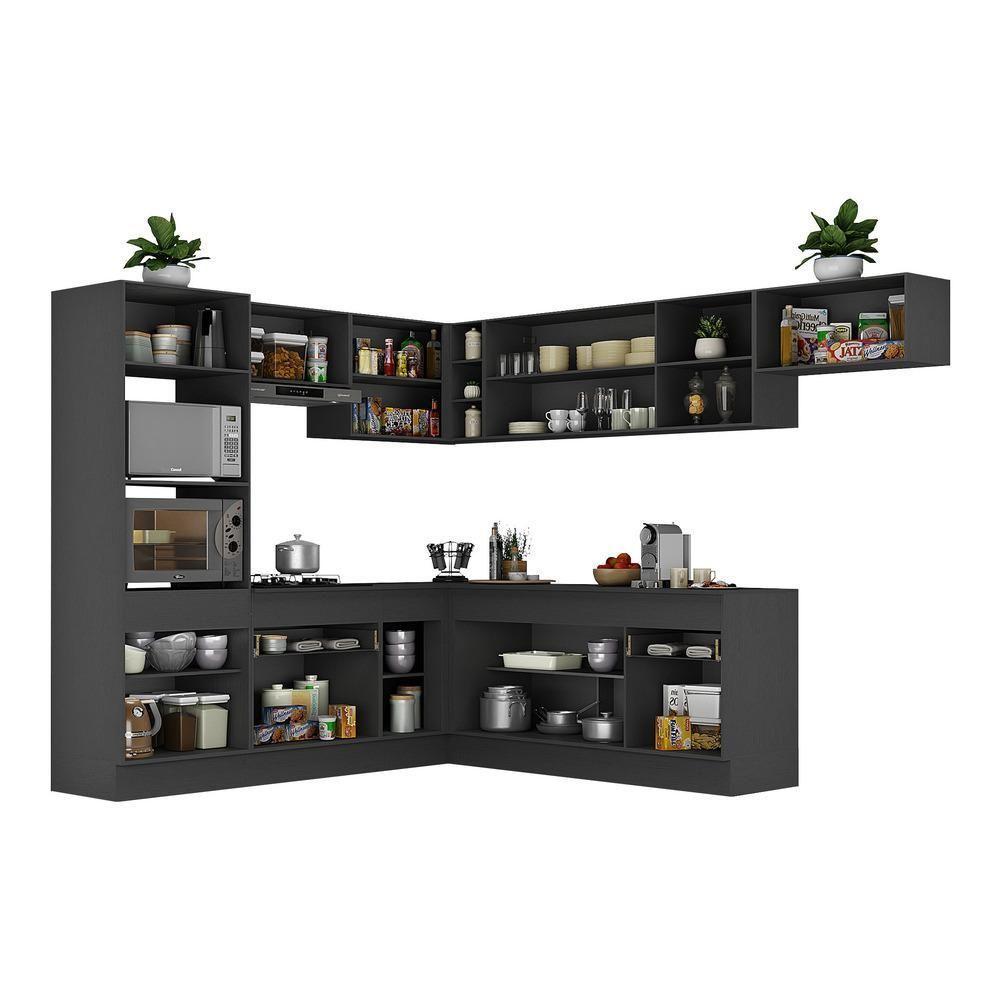 Armário De Cozinha Completa De Canto Preto/branco - 3