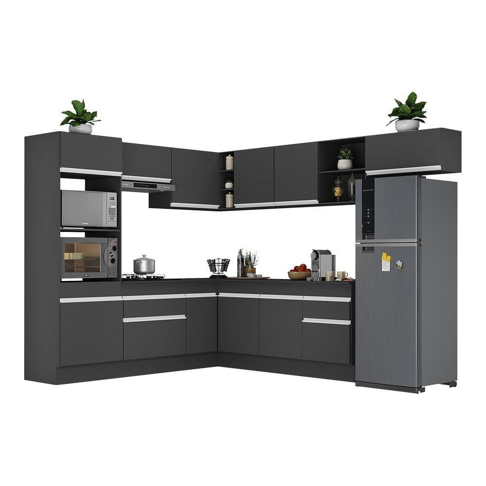 Armário De Cozinha Completa De Canto Preto/branco - 6