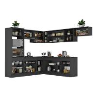 Armário De Cozinha Completa De Canto Preto/branco - 3