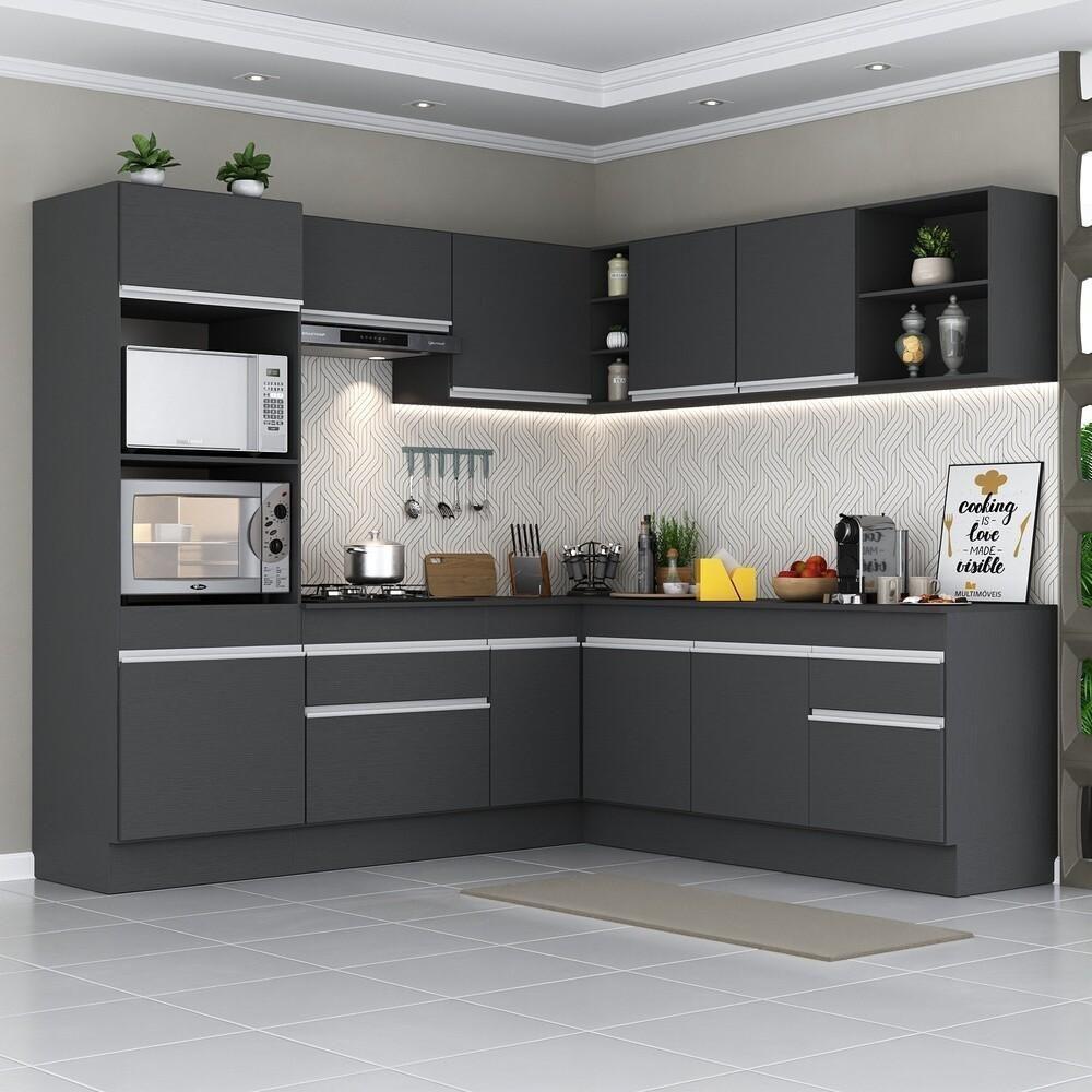 Armário De Cozinha Completa De Canto Preto/branco - 1