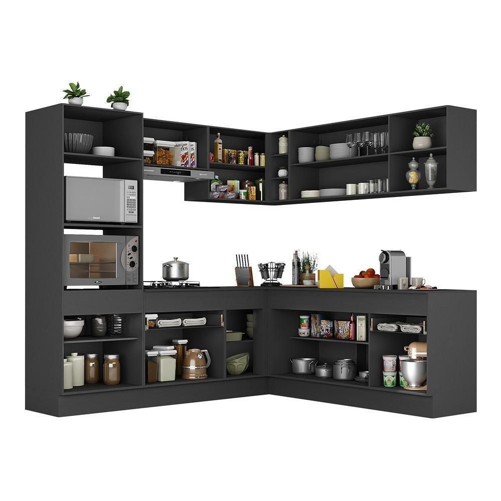 Armário De Cozinha Completa De Canto Preto/branco - 3