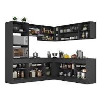 Armário De Cozinha Completa De Canto Preto/branco - 3