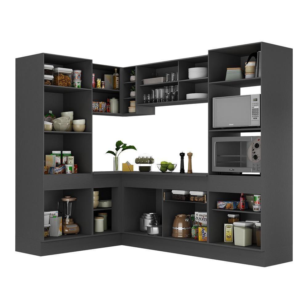 Armário De Cozinha Completa De Canto Preto/branco - 3