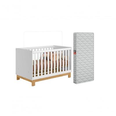 Berço Americano Vira Mini Cama Slim Com Colchão Branco