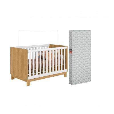 Berço Americano Vira Mini Cama Slim Com Colchão Freijo