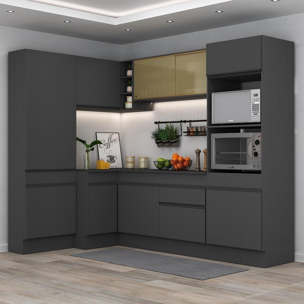 Armário De Cozinha Completa De Canto Preto - 1