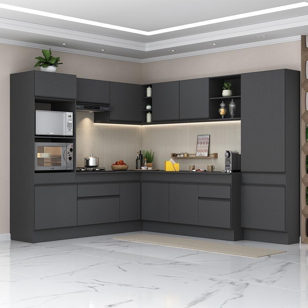 Armário De Cozinha Completa De Canto Preto - 1