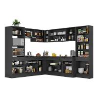 Armário De Cozinha Completa De Canto Preto - 3