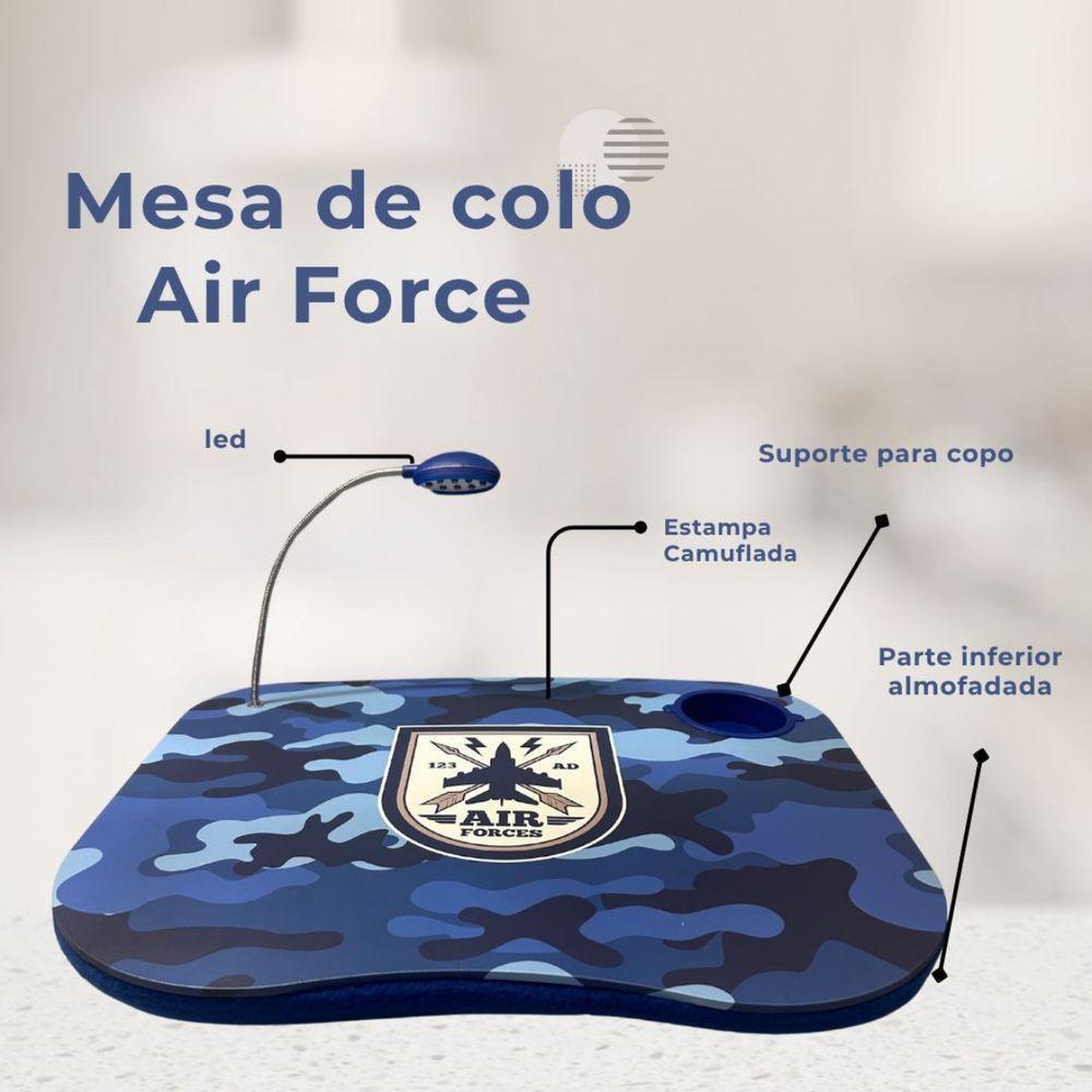 Bandeja Mesa Colo Apoio Comer Refeição Cama Suporte Notebook C/ Lâmpada Em Led E Porta Copo Azul - 2