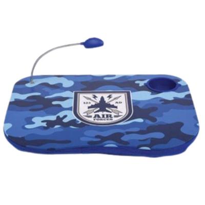 Bandeja Mesa Colo Apoio Comer Refeição Cama Suporte Notebook C/ Lâmpada Em Led E Porta Copo Azul