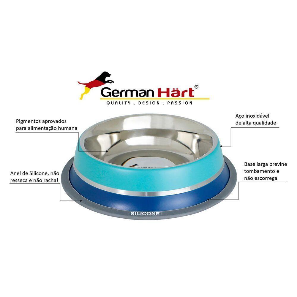 Comedouro Inox Dual Azul G 850ml Para Pets - Germanhart - 4
