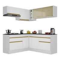 Armário De Cozinha Completa De Canto Com Rodapé Veneza Multimóveis V2097 Branco/dourado Branco/dourado - 1