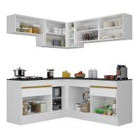 Armário De Cozinha Completa De Canto Com Rodapé Veneza Multimóveis V2097 Branco/dourado Branco/dourado - 3