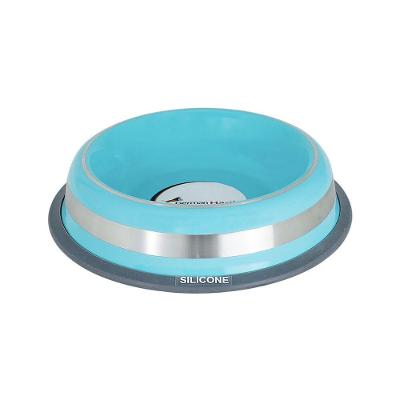 Comedouro De Aço Inoxidável Azul 450ml - Antiderrapante E Ultra Durável