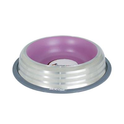 Comedouro Antiderrapante Inox Rosa 450ml - Durável E Prático Para Pet