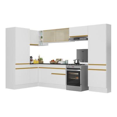 Armário de Cozinha Completa de Canto V2090 11 Portas 1 Gaveta MDF 304cm Preto