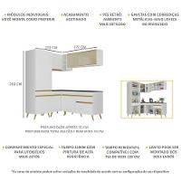 Armário De Cozinha Completa De Canto Veneza Multimóveis V2053 Branco/dourado Branco/dourado - 5