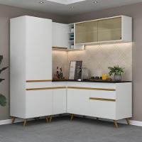 Armário De Cozinha Completa De Canto Veneza Multimóveis V2053 Branco/dourado Branco/dourado - 6