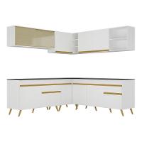 Armário De Cozinha Completa De Canto Veneza Multimóveis V2061 Branco/dourado Branco/dourado - 2