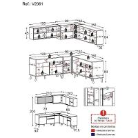 Armário De Cozinha Completa De Canto Veneza Multimóveis V2061 Branco/dourado Branco/dourado