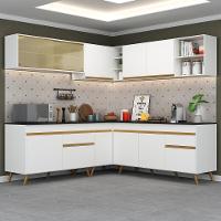 Armário De Cozinha Completa De Canto Veneza Multimóveis V2061 Branco/dourado Branco/dourado - 6