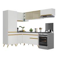 Armário De Cozinha Completa De Canto Veneza Multimóveis V2051 Branco/dourado Branco/dourado - 1