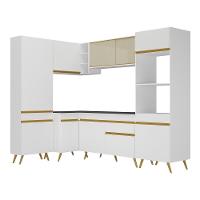 Armário De Cozinha Completa De Canto Veneza Multimóveis V2050 Branco/dourado Branco/dourado - 2