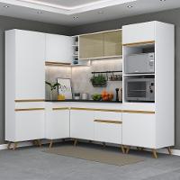 Armário De Cozinha Completa De Canto Veneza Multimóveis V2050 Branco/dourado Branco/dourado - 6