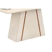 Mesa De Sala Jantar Gabi C/ Tampo Madeirado C/ Vidro Curvo 170x90cm Off White/freijó - Dj Móveis - 3