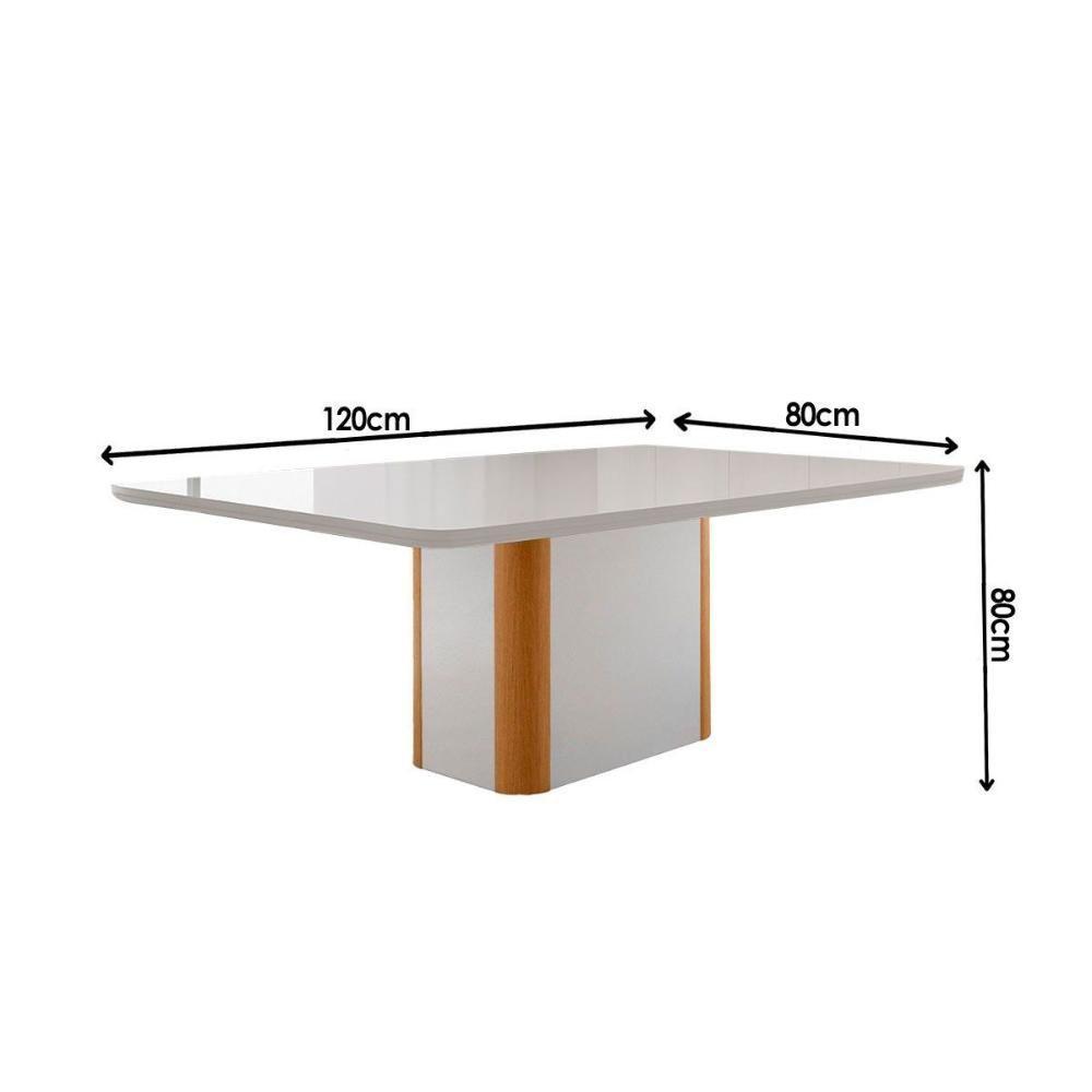 Mesa De Sala Jantar Pietá C/ Tampo Madeirado C/ Vidro Canto Curvo 120x80cm Off White/naturale/off White - Rufato - 3