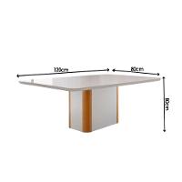 Mesa De Sala Jantar Pietá C/ Tampo Madeirado C/ Vidro Canto Curvo 120x80cm Off White/naturale/off White - Rufato - 3