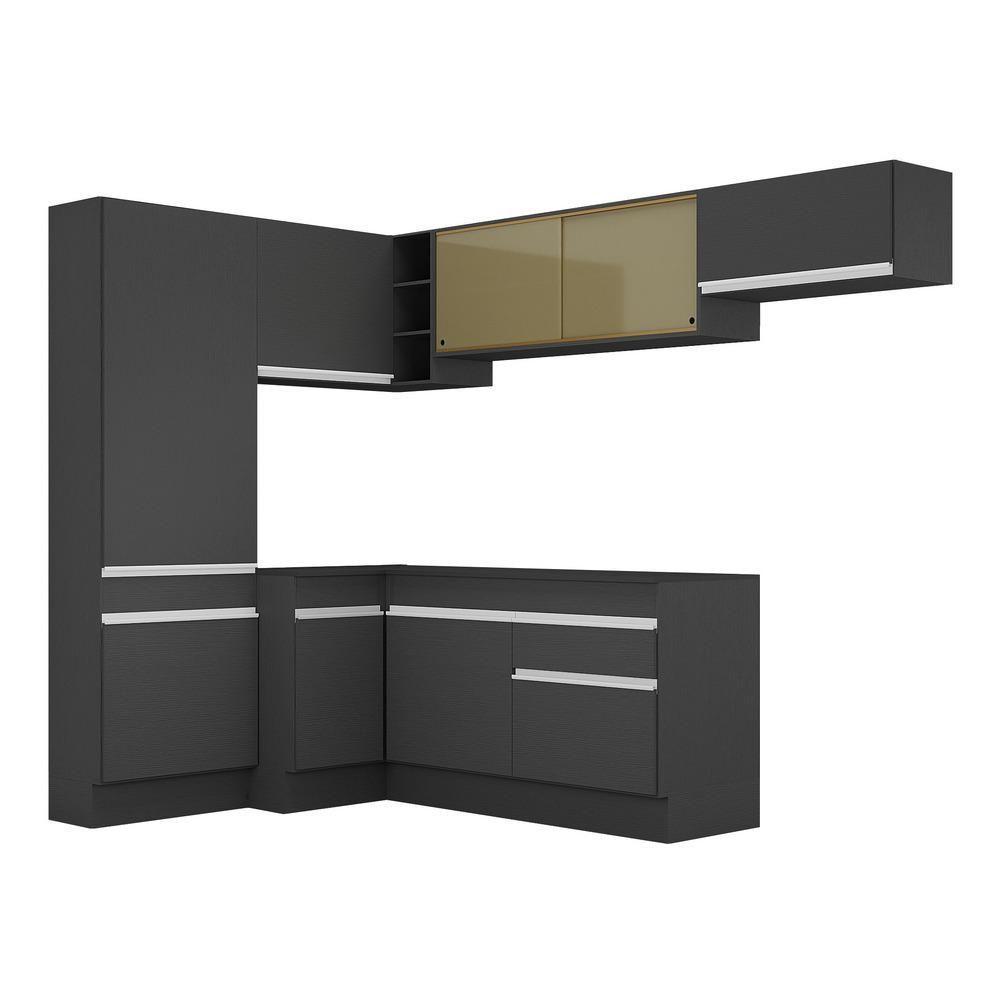 Armário De Cozinha Completa De Canto Preto/branco - 2