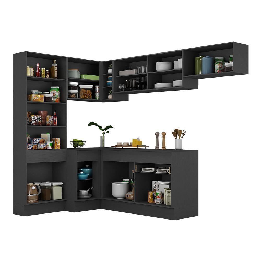 Armário De Cozinha Completa De Canto Preto/branco - 3