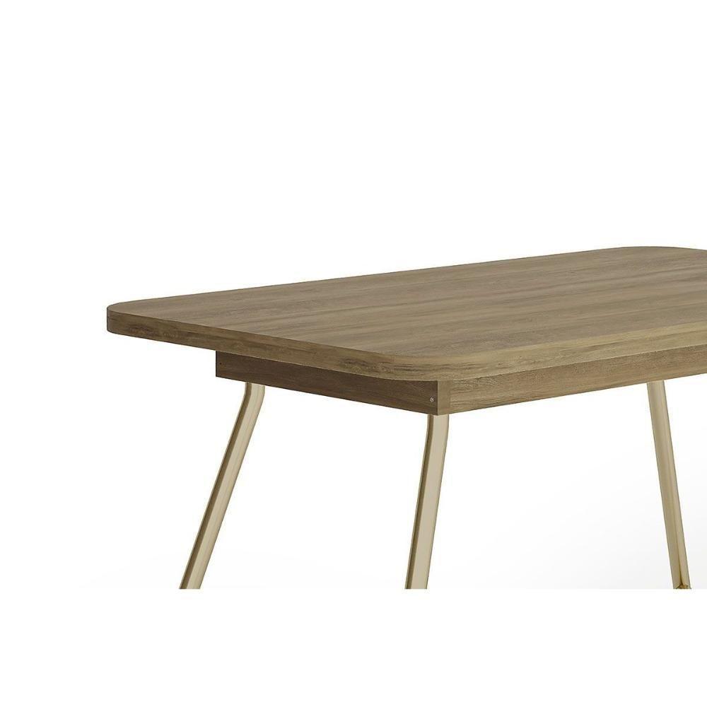 Mesa De Sala Jantar évora Menor 1604 C/ Tampo Madeirado C/ Vidro 130x80cm Dourado/noce/carvalho - Carraro - 4