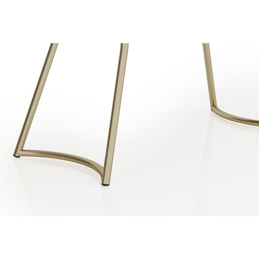 Mesa De Sala Jantar évora Menor 1604 C/ Tampo Madeirado C/ Vidro 130x80cm Dourado/noce/carvalho - Carraro - 6