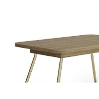 Mesa De Sala Jantar évora Menor 1604 C/ Tampo Madeirado C/ Vidro 130x80cm Dourado/noce/carvalho - Carraro