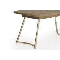 Mesa De Sala Jantar évora Menor 1604 C/ Tampo Madeirado C/ Vidro 130x80cm Dourado/noce/carvalho - Carraro - 7