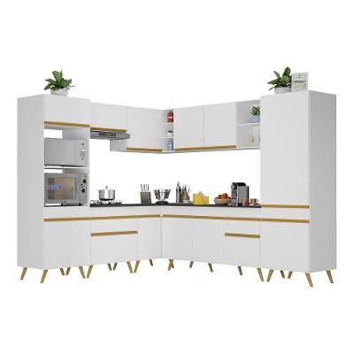 Armário de Cozinha Completa de Canto V2046 13 Portas 2 Gavetas MDF Preto