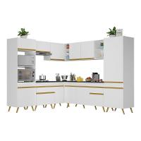 Armário De Cozinha Completa De Canto Veneza Multimóveis V2046 Branco/dourado Branco/dourado - 1